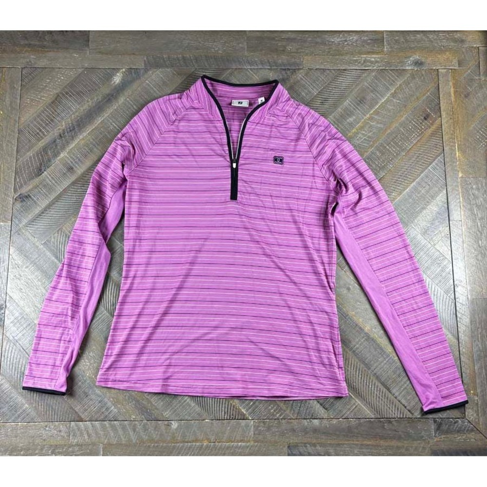 FootJoy Womens Purple Striped Quarter Zip Golf Pullover Long Sleeve Shirt Size M
